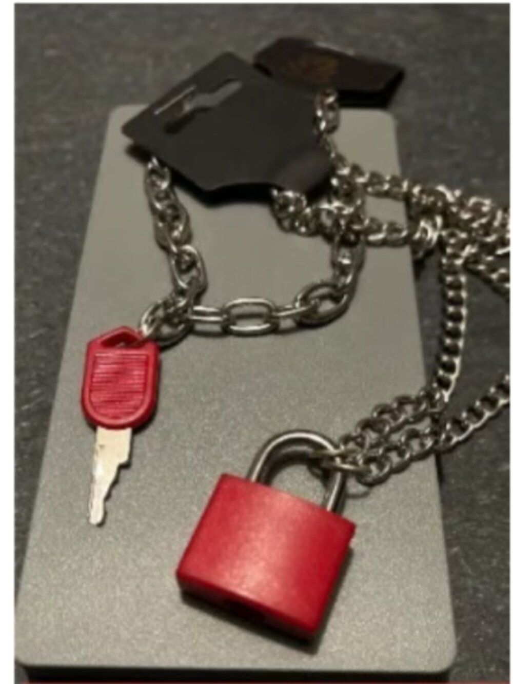 Red Lock Necklace and Key Bracelet Bundle